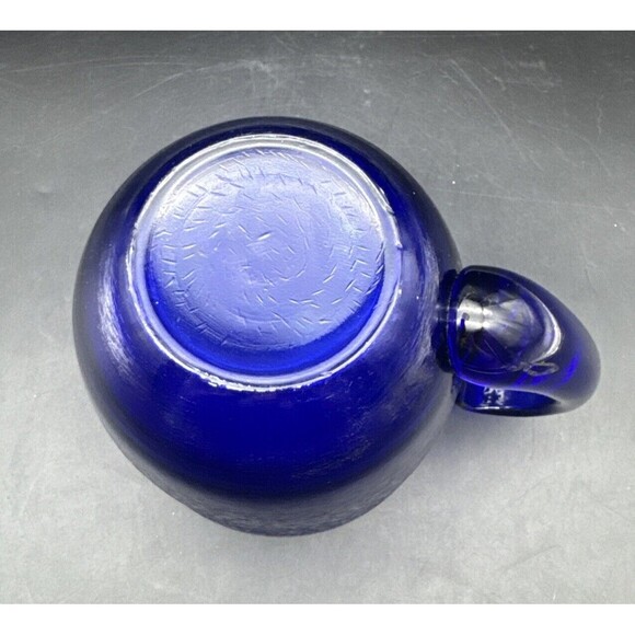 VTG COBALT BLUE Textured Glass Water Beverage Pitcher 6.75” Retro MCM - Picture 7 of 10